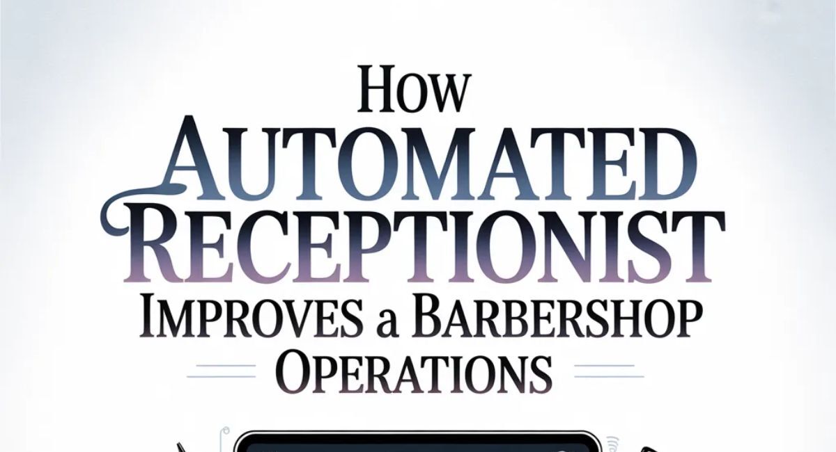 How an automated receptionist improves barbershop operations, shown with a mobile booking screen